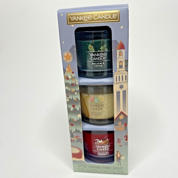 Yankee Candle Christmas Classics 3 Mini Scented Holiday Present Gift Set Decor - Picture 1 of 9